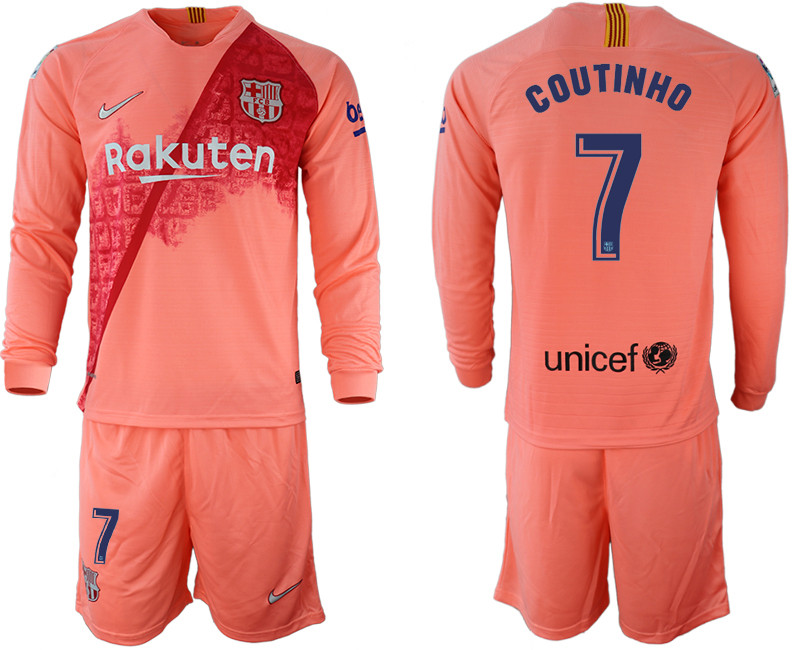 2018 19 Barcelona 7 COUTINHO Third Away Long Sleeve Soccer Jersey