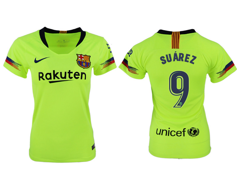 2018 19 Barcelona 9 SUAREZ Away Women Soccer Jersey