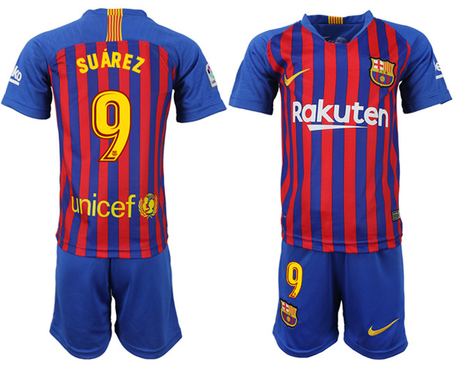 2018 19 Barcelona 9 SUAREZ Home Youth Soccer Jersey