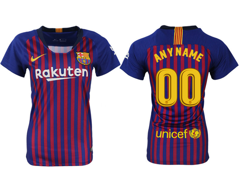 2018 19 Barcelona Home Customized Women Soccer Jersey