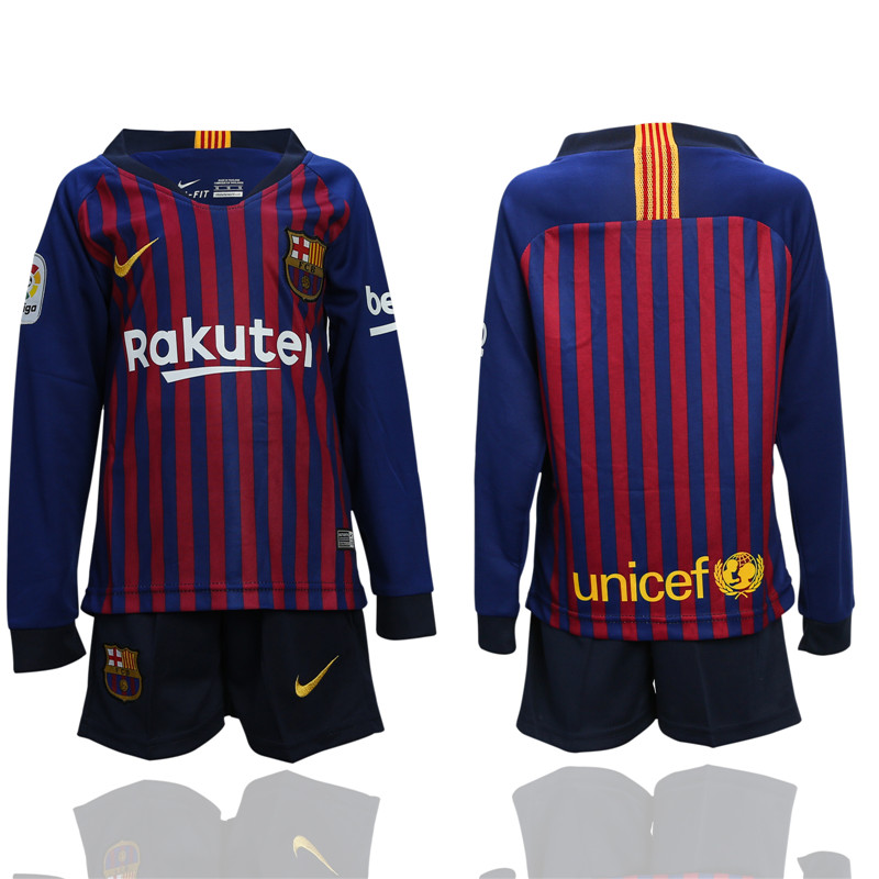 2018 19 Barcelona Home Long Sleeve Soccer Jersey