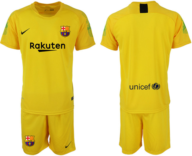 2018 19 Barcelona Yellow Goalkeeper Soccer Jersey