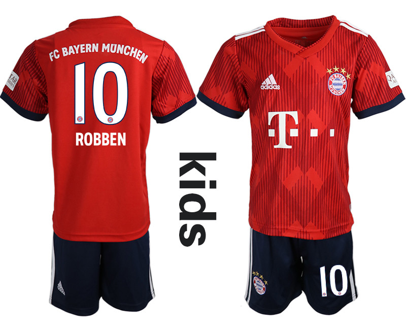 2018 19 Bayern Munich 10 ROBBEN Home Youth Soccer Jersey