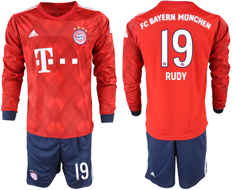 2018 19 Bayern Munich 19 RUDY Home Long Sleeve Soccer Jersey