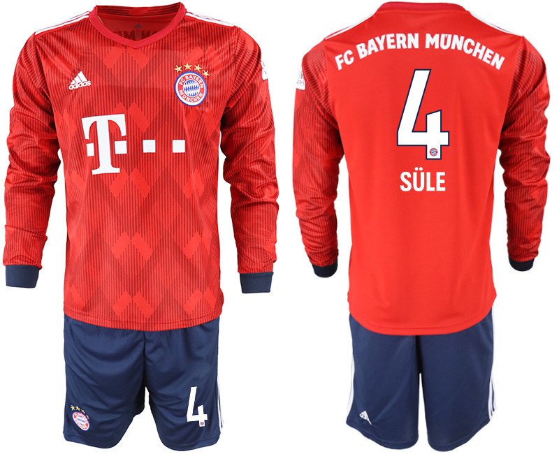 2018 19 Bayern Munich 4 SULE Home Long Sleeve Soccer Jersey