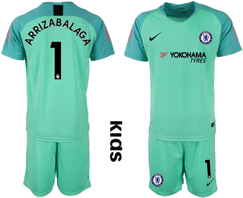 2018 19 Chelsea 1 ARRIZABALAGA Green Youth Goalkeeper Soccer Jersey