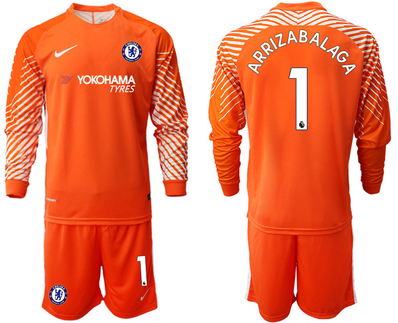 2018 19 Chelsea 1 ARRIZABALAGA Orange Long Sleeve Goalkeeper Soccer Jersey