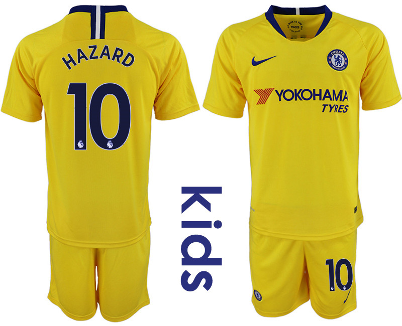 2018 19 Chelsea 10 HAZARD Away Youth Soccer Jersey