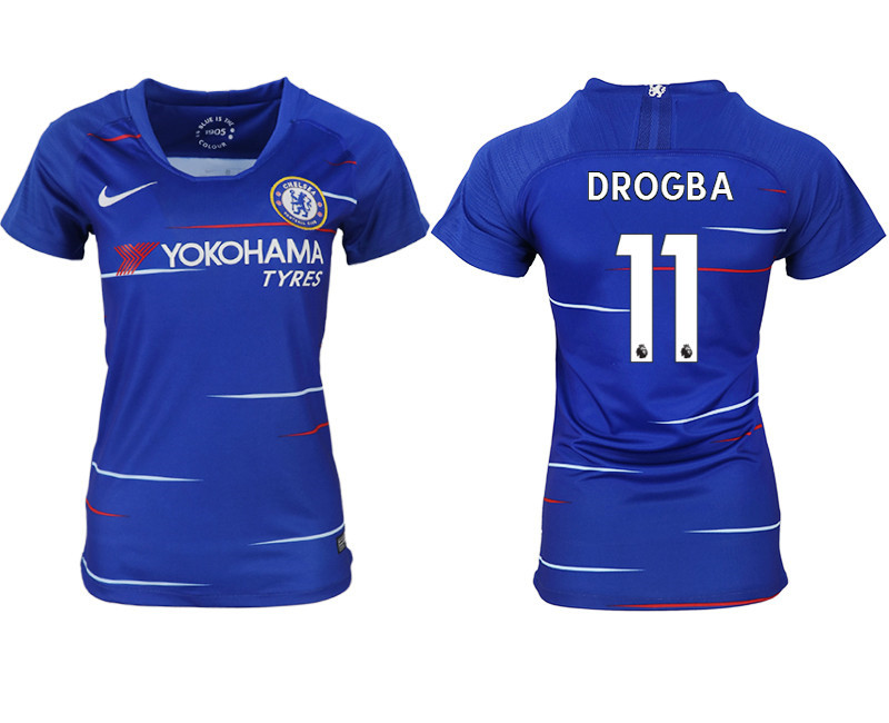 2018 19 Chelsea 11 DROGBA Home Women Soccer Jersey