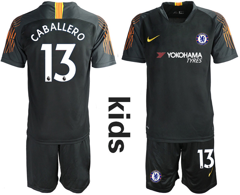 2018 19 Chelsea 13 CABALLERO Black Youth Goalkeeper Soccer Jersey