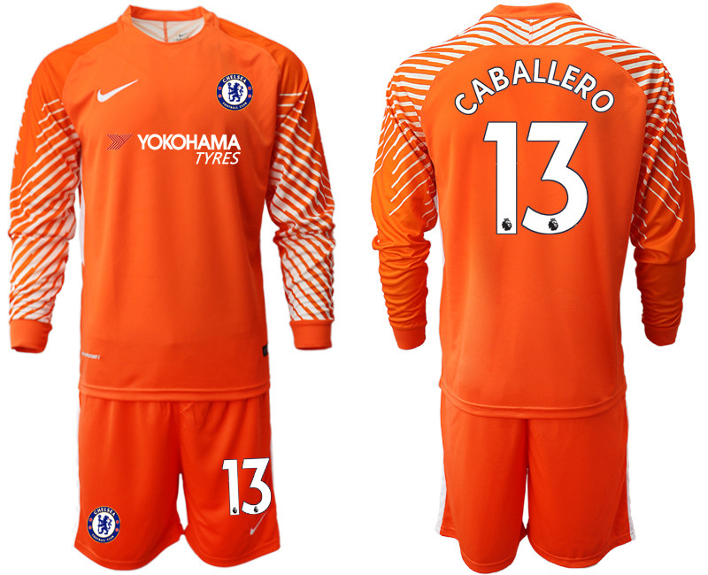 2018 19 Chelsea 13 CABALLERO Orange Long Sleeve Goalkeeper Soccer Jersey