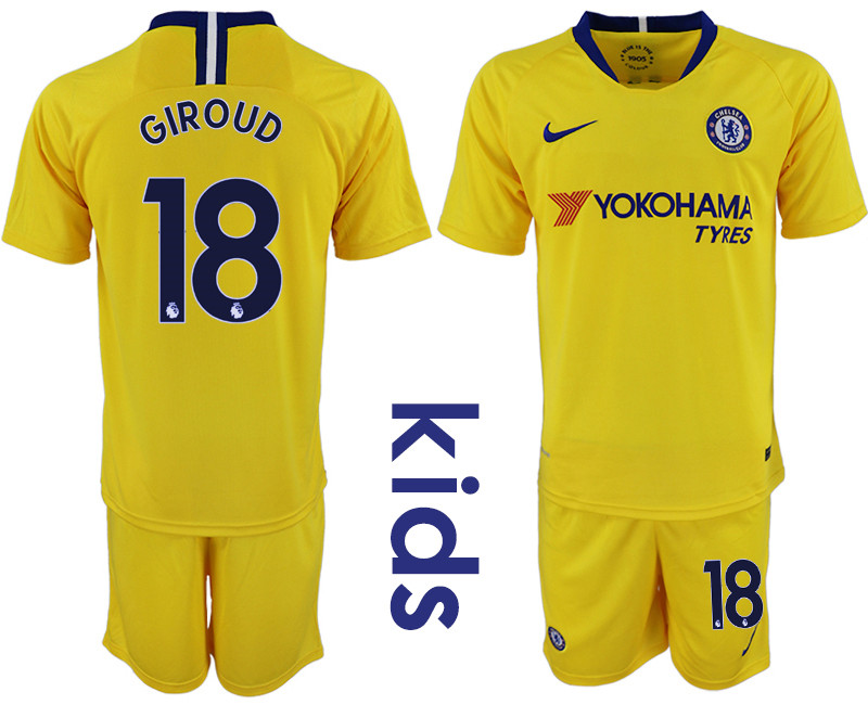 2018 19 Chelsea 18 GIROUD Away Youth Soccer Jersey