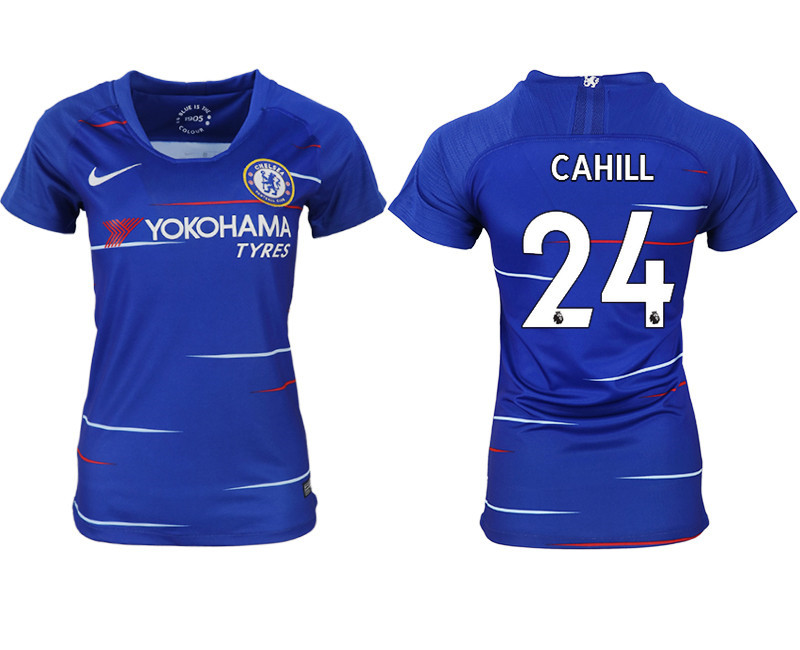 2018 19 Chelsea 24 CAHILL Home Women Soccer Jersey
