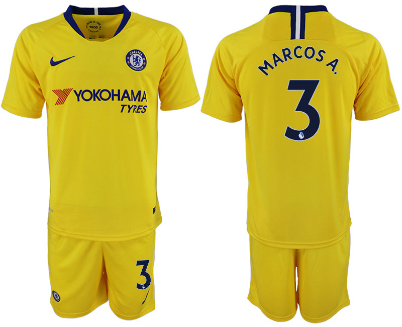 2018 19 Chelsea 3 MARCOS A. Away Soccer Jersey