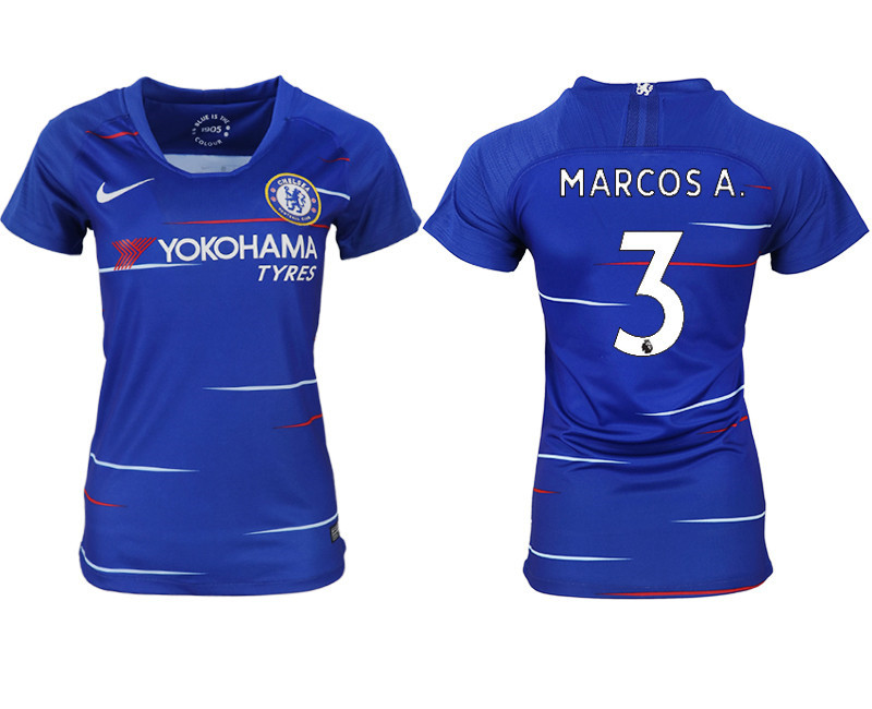 2018 19 Chelsea 3 MARCOS A. Home Women Soccer Jersey