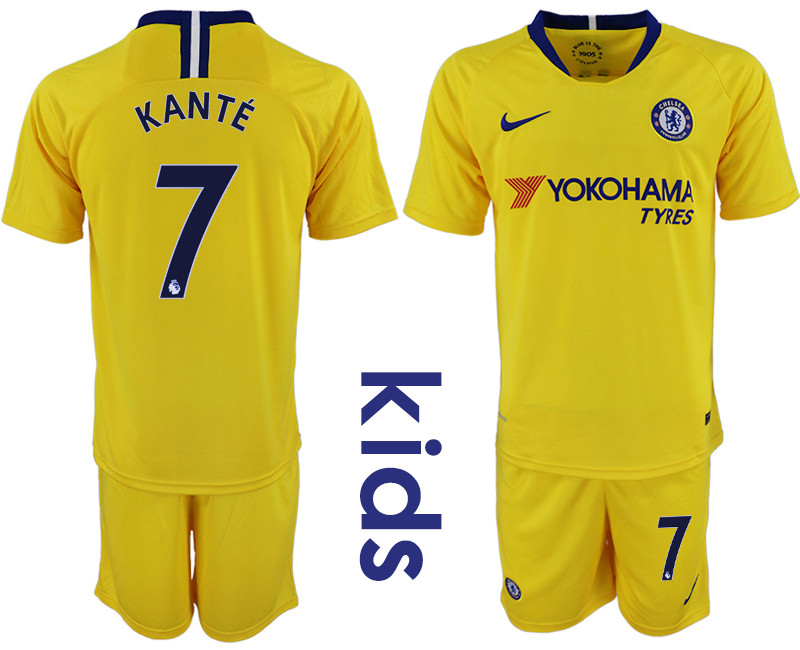 2018 19 Chelsea 7 KANTE Away Youth Soccer Jersey