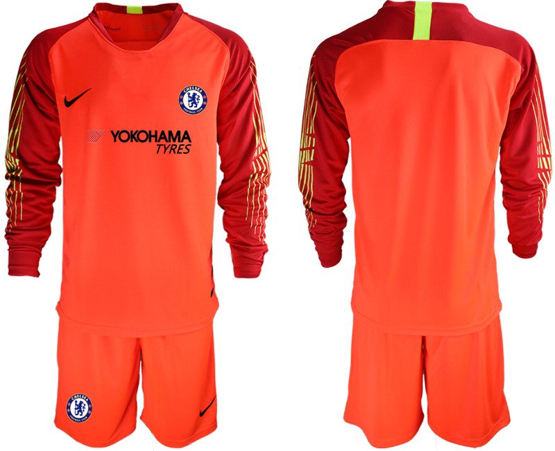 2018 19 Chelsea Red Long Sleeve Goalkeeper Soccer Jersey