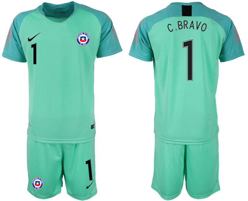 2018 19 Chile 1 C.BRAVO Green Goalkeeper Soccer Jersey