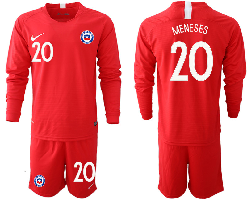 2018 19 Chile 20 MENESES Home Long Sleeve Soccer Jersey