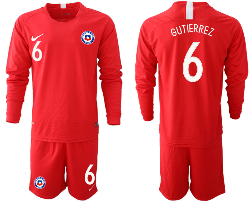 2018 19 Chile 6 GUTIERREZ Home Long Sleeve Soccer Jersey