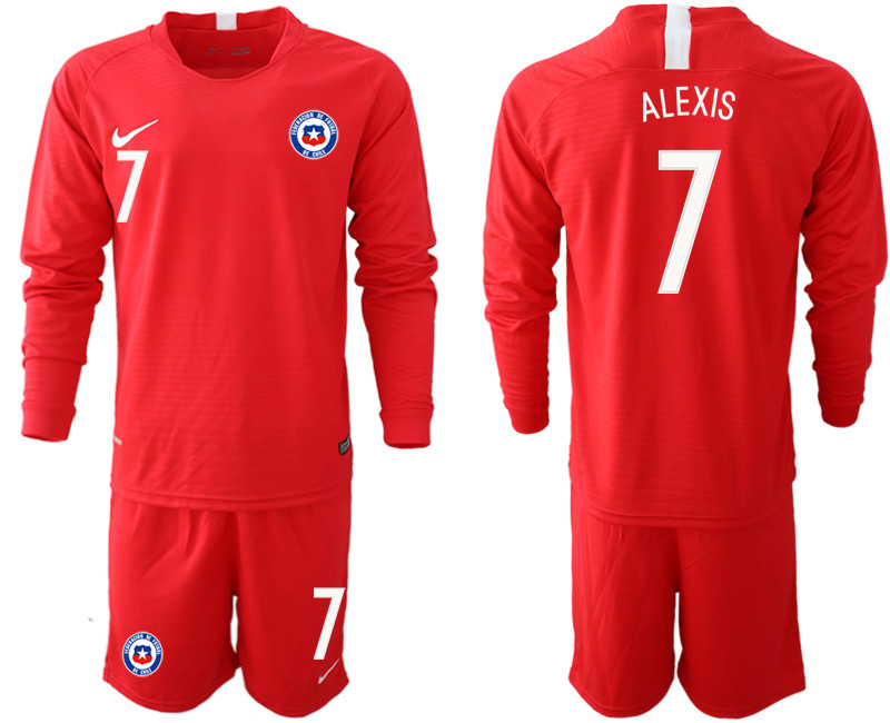 2018 19 Chile 7 ALEXIS Home Long Sleeve Soccer Jersey