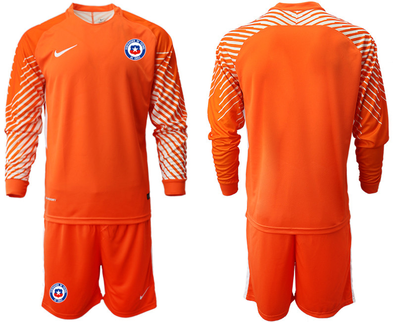 2018 19 Chile Orange Long Sleeve Goalkeeper Soccer Jersey