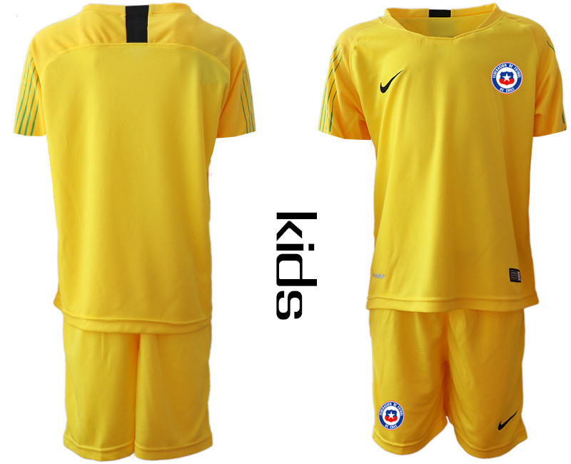 2018 19 Chile Yellow Youth Goalkeeper Soccer Jersey