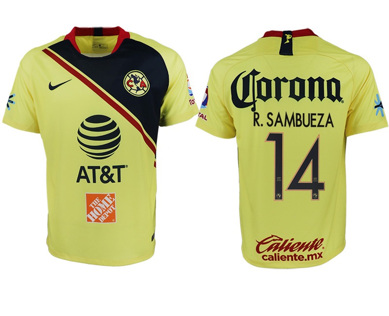 2018 19 Club America 14 R. SAMBUEZA Home Soccer Jersey