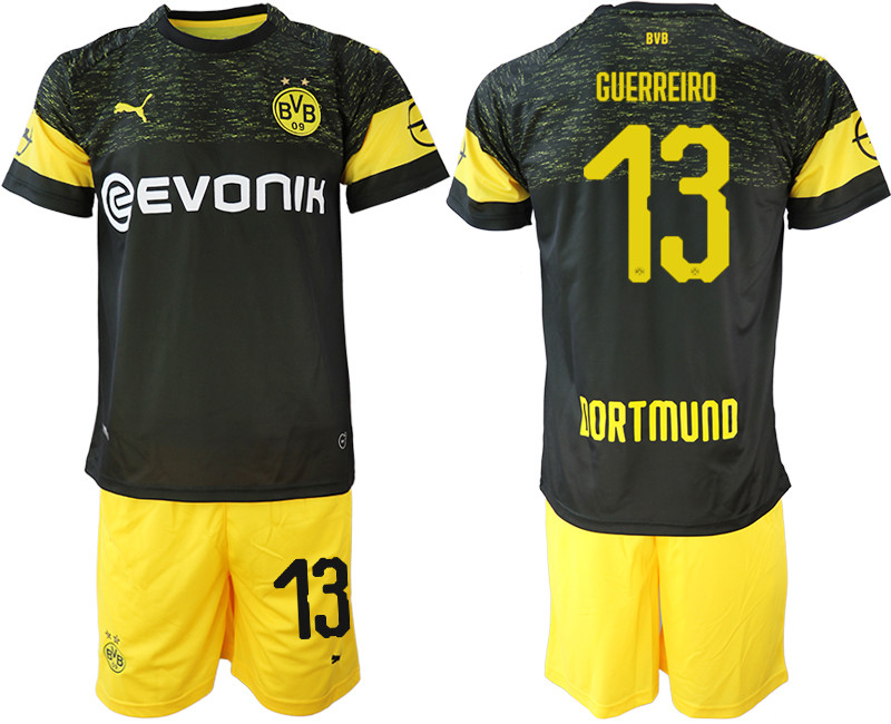 2018 19 Dortmund 3 GUERREIRO Away Soccer Jersey