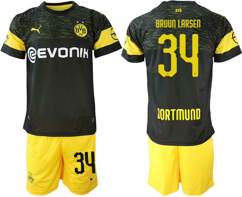 2018 19 Dortmund 34 BRUUN LARSEN Away Soccer Jersey