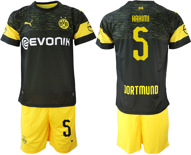 2018 19 Dortmund 5 HAKIMI Away Soccer Jersey