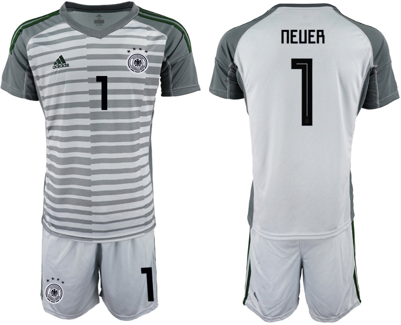 2018 19 Germany 1 NEUER Gray Goalkeeper Soccer Jersey