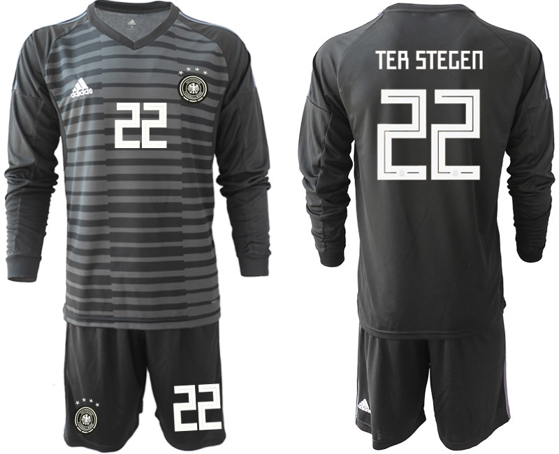 2018 19 Germany 22 TER STEGEN Black Long Sleeve Goalkeeper Soccer Jersey