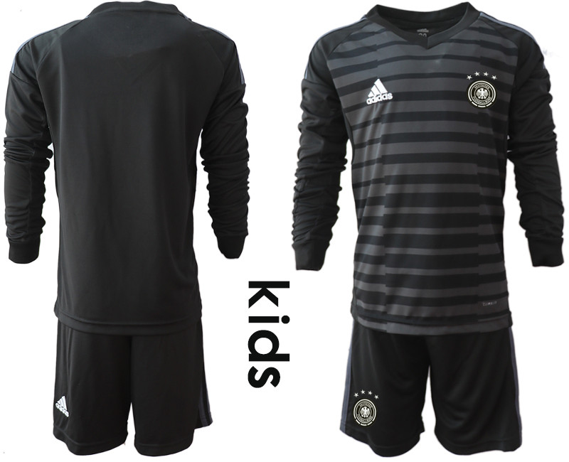 2018 19 Germany Black Youth Long Sleeve Goalkeeper Soccer Jersey