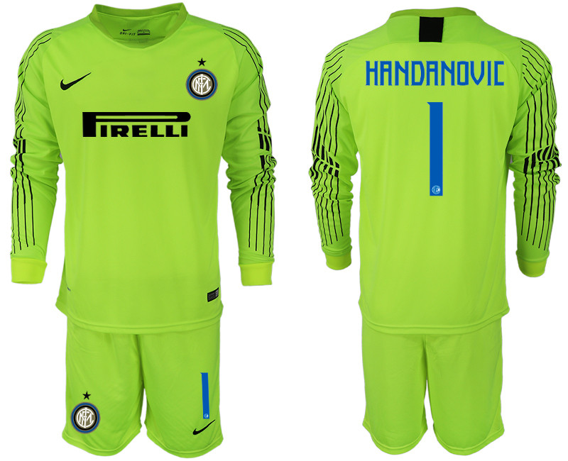 2018 19 Inter Milan 1 HANDANOVIC Fluorescent Green Long Sleeve Soccer Jersey