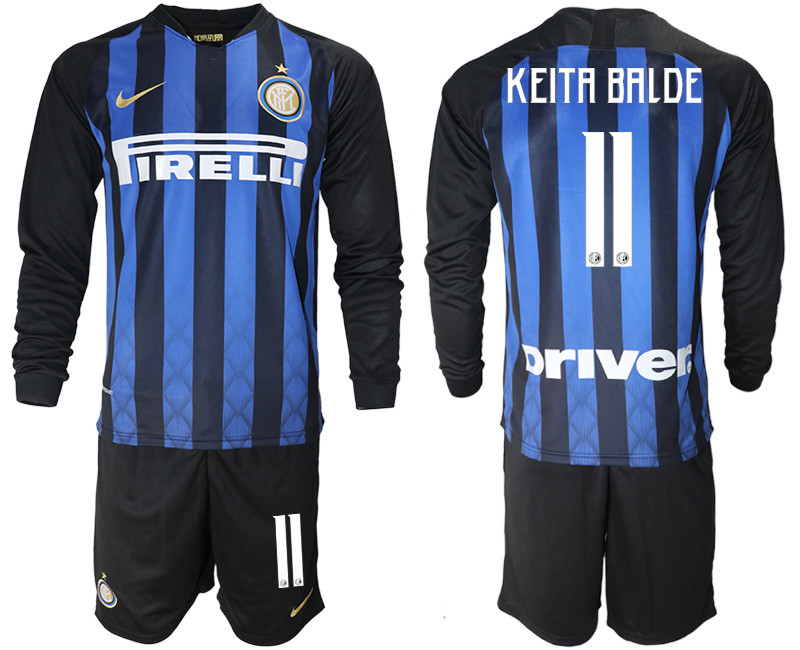 2018 19 Inter Milan 11 KEITA BALDE Home Long Sleeve Soccer Jersey
