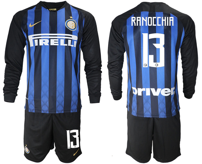2018 19 Inter Milan 13 RANOCCHIA Home Long Sleeve Soccer Jersey