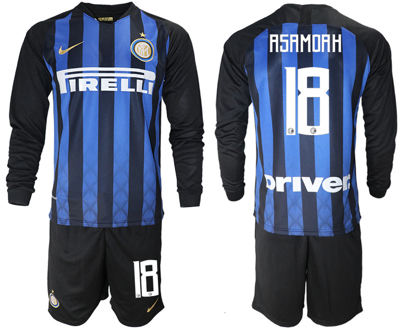 2018 19 Inter Milan 18 ASAMOAH Home Long Sleeve Soccer Jersey
