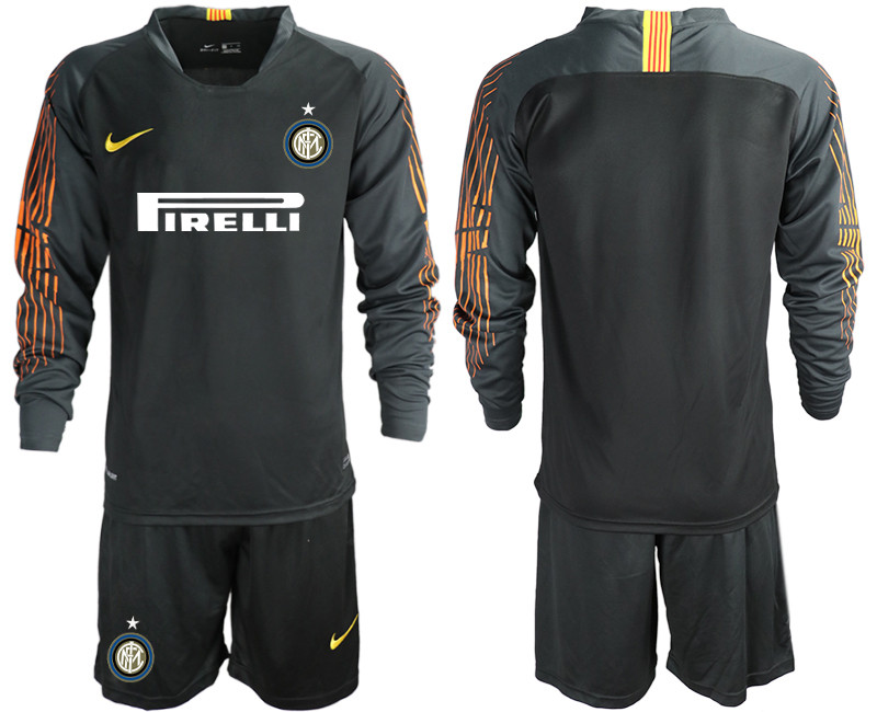 2018 19 Inter Milan Black Long Sleeve Soccer Jersey