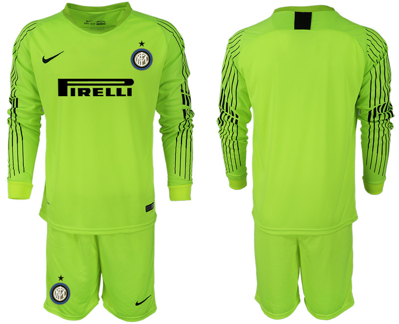 2018 19 Inter Milan Fluorescent Green Long Sleeve Soccer Jersey