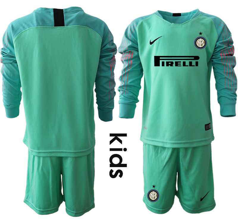 2018 19 Inter Milan Green Youth Long Sleeve Soccer Jersey
