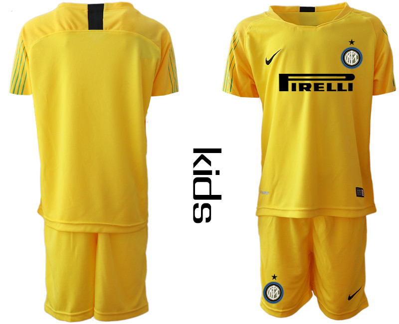 2018 19 Inter Milan Yellow Youth Goalkeeper Soccer Jersey