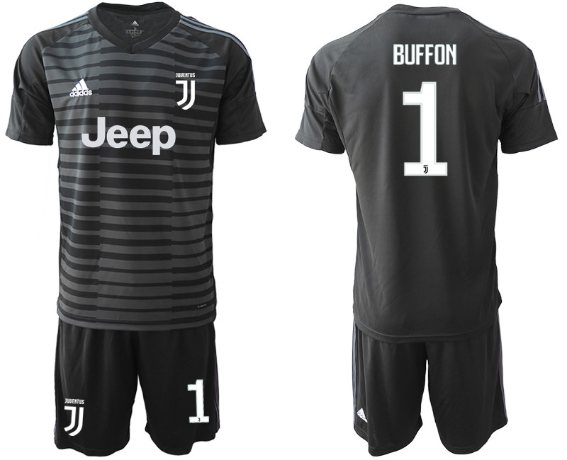 2018 19 Juventus 1 BUFFON Black Goalkeeper Soccer Jersey