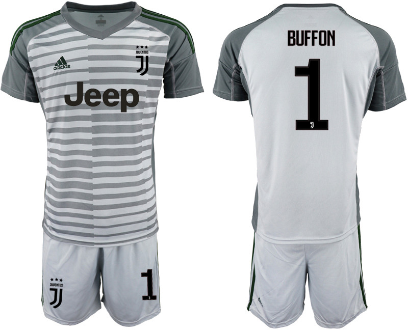 2018 19 Juventus 1 BUFFON Gray Goalkeeper Soccer Jersey