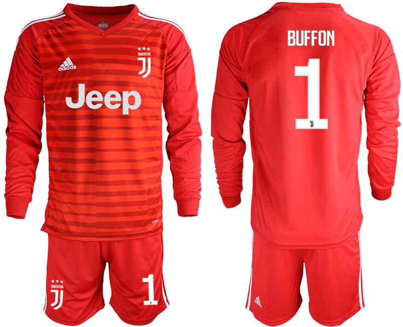 2018 19 Juventus 1 BUFFON Red Long Sleeve Goalkeeper Soccer Jersey