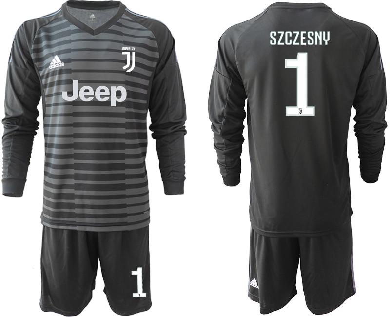 2018 19 Juventus 1 SZCZESNY Black Long Sleeve Goalkeeper Soccer Jersey