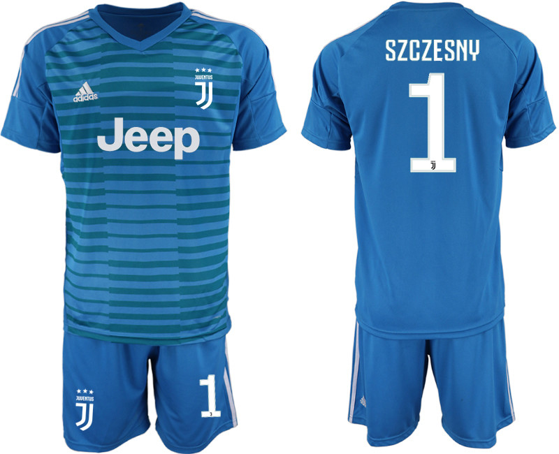 2018 19 Juventus 1 SZCZESNY Blue Goalkeeper Soccer Jersey