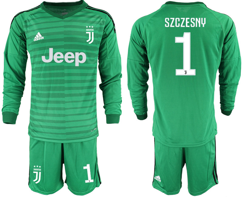 2018 19 Juventus 1 SZCZESNY Green Long Sleeve Goalkeeper Soccer Jersey