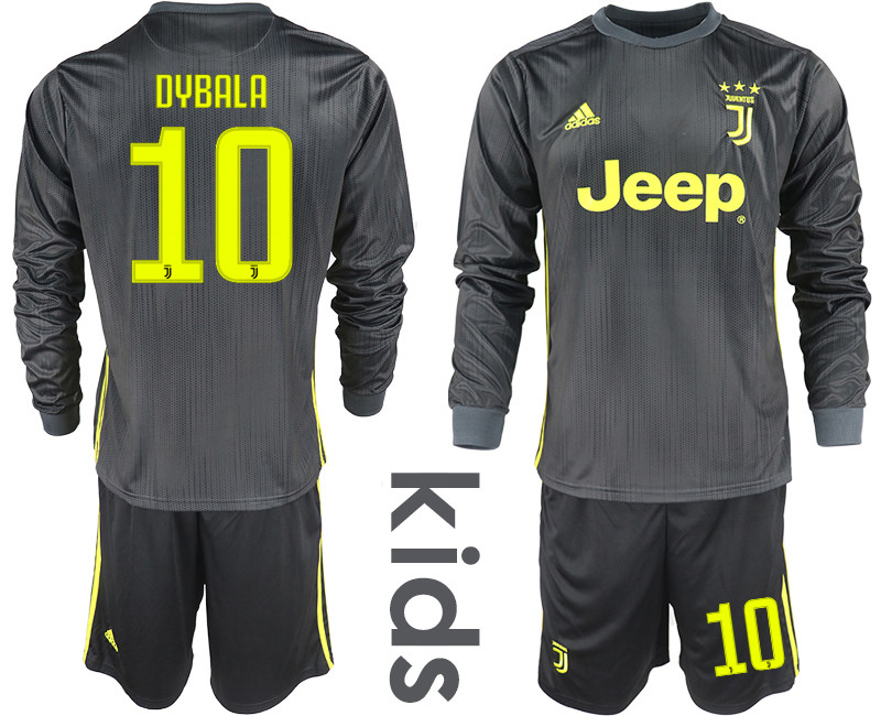 2018 19 Juventus 10 DYBALA Third Away Youth Long Sleeve Soccer Jersey