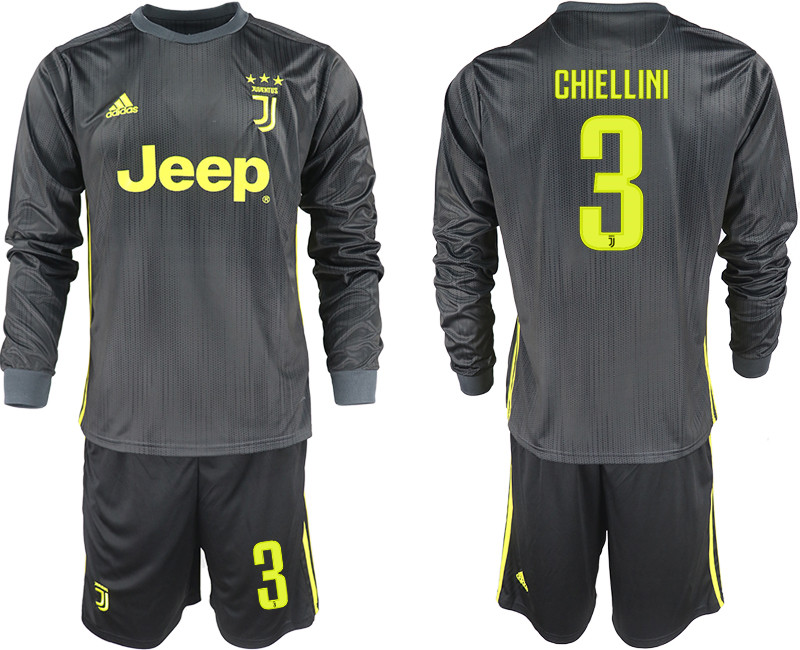 2018 19 Juventus 3 CHIELLINI Third Away Long Sleeve Soccer Jersey